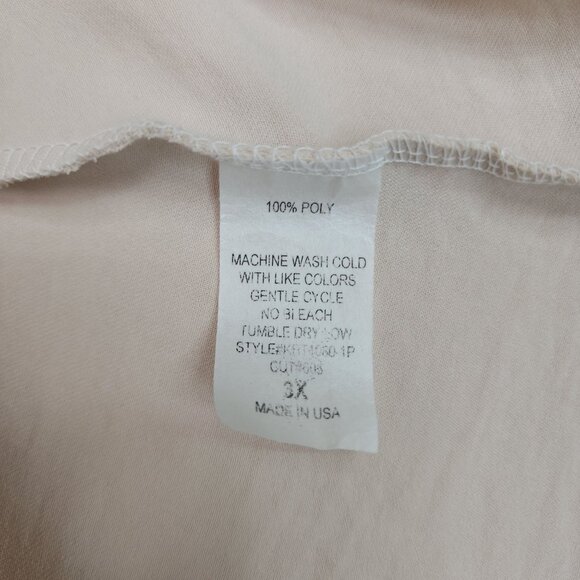 Jade By Jane Womens Poly Top V-Neck Bell Sleeve Beige Blouse Made In USA Size XL - Picture 4 of 7